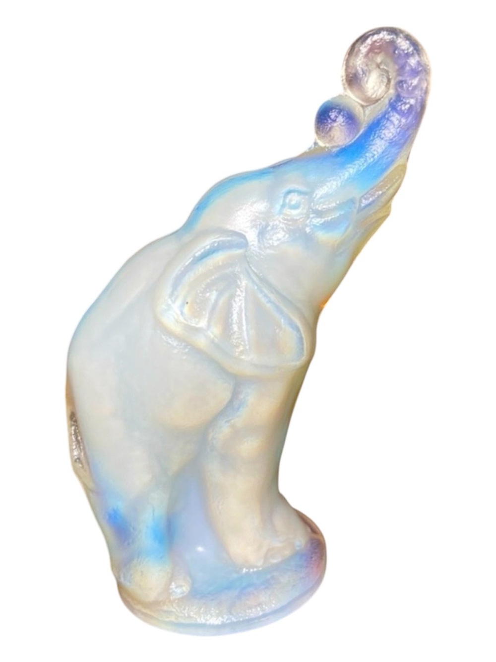 VTG • Sabino Art Glass Opalescent Crystal Miniature Elephant • Signed • France